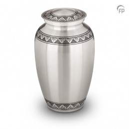Grote Metalen Urn Zilverkleur met Bladdecoratie