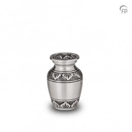 Metalen Mini Urn Zilverkleur met Bladdecoratie