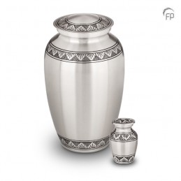 Metalen Mini Urn Zilverkleur met Bladdecoratie