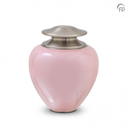 Grote Metalen Urn 'Satori' Roze met Zilverkleur