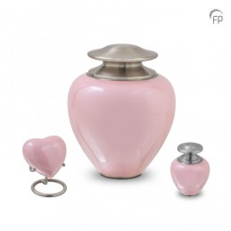 Grote Metalen Urn 'Satori' Roze met Zilverkleur