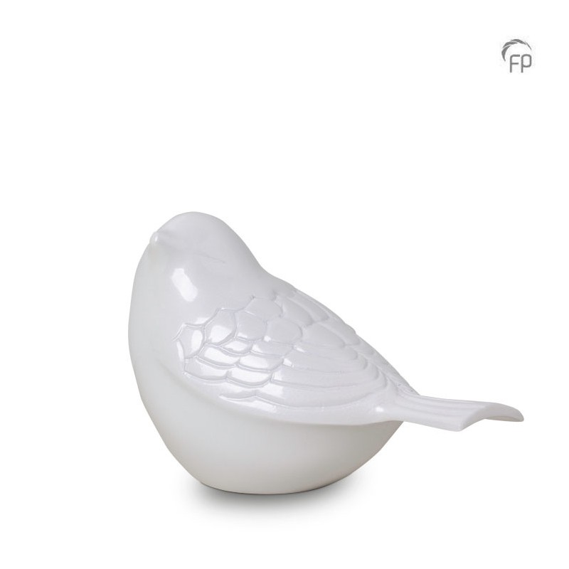 Metalen Mini Urn 'Songbird' Wit