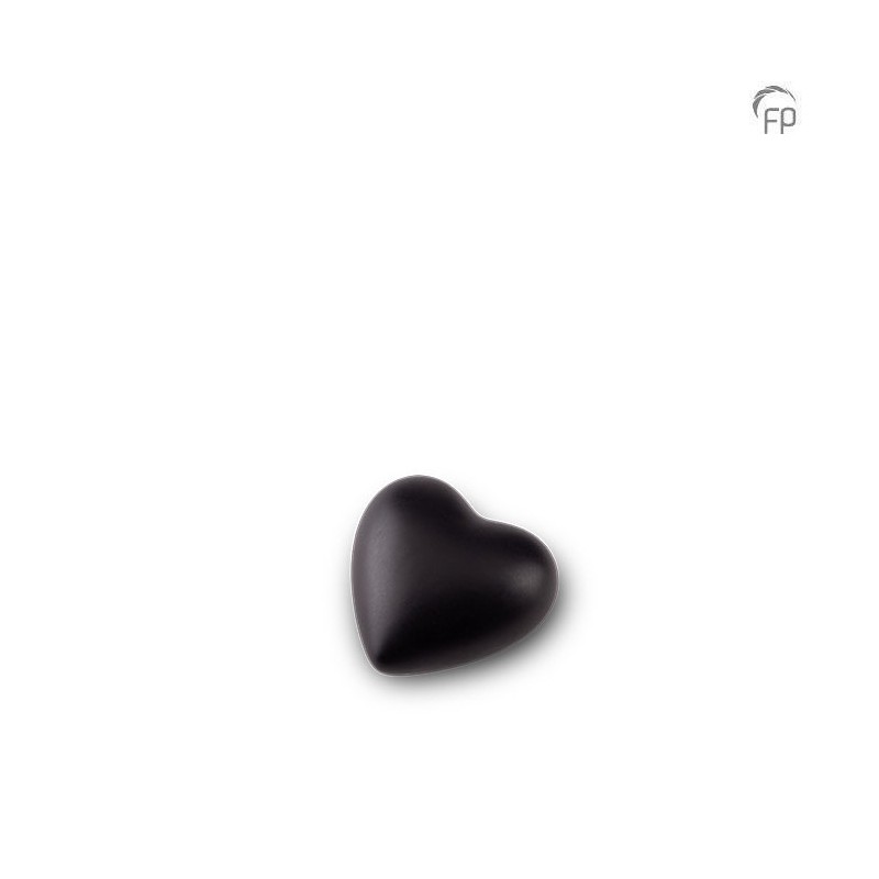 Keramische Mini Hart Urn 'Mastaba' Matzwart Keramische Mini Hart Urn 'Mastaba' Matzwart
