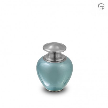 Metalen Mini Urn 'Satori' Blauw met Zilverkleur