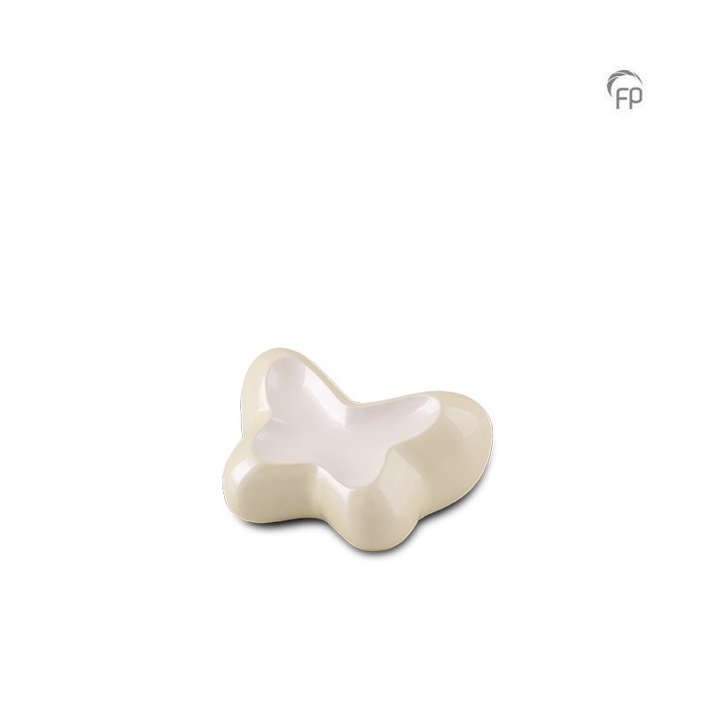 Metalen Mini Urn Ivoor/Wit Butterfly