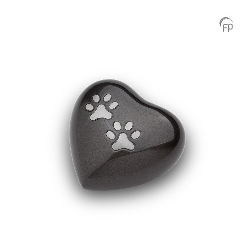 Metalen Mini Dieren Hart Urn 'Pootjes' Antraciet Metalen Mini Dieren Hart Urn 'Pootjes' Antraciet