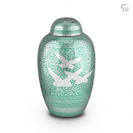 Grote Metalen Urn 'Vogels' Groen