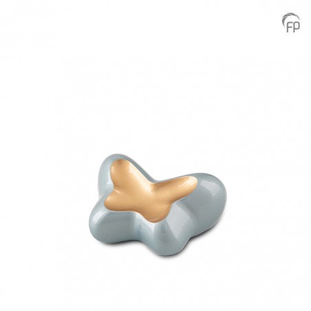 Metalen Mini Urn Blauw/Goudkleur Butterfly