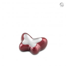 Metalen Mini Urn Bordeaux/Zilverkleur Butterfly