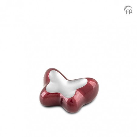 Metalen Mini Urn Bordeaux/Zilverkleur Butterfly