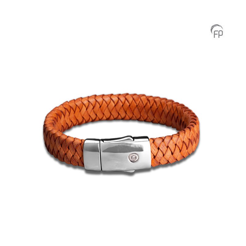 Leren Gevlochten 'Embrace' Armband Lichtbruin Dik Leren Gevlochten 'Embrace' Armband Lichtbruin Dik