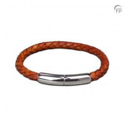 Leren Gevlochten Embrace Armband Lichtbruin Dun