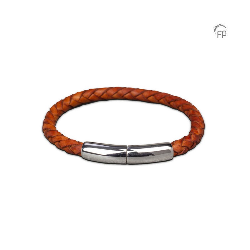 Leren Gevlochten 'Embrace' Armband Lichtbruin Dun Leren Gevlochten 'Embrace' Armband Lichtbruin Dun