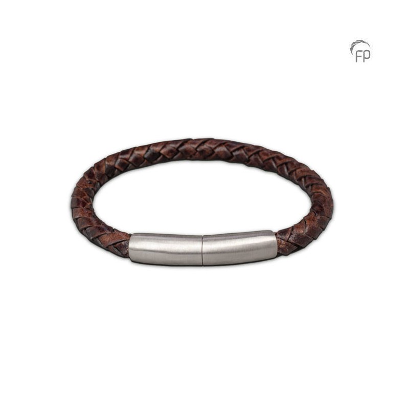 Leren Gevlochten 'Embrace' Armband Donkerbruin Dun Leren Gevlochten 'Embrace' Armband Donkerbruin Dun
