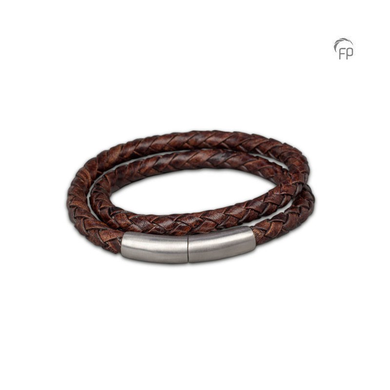 Leren Gevlochten 'Embrace' Armband Donkerbruin Dun Dubbel Leren Gevlochten 'Embrace' Armband Donkerbruin Dun Dubbel