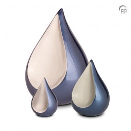 Grote Metalen Urn Teardrop Blauw met Zilverkleur