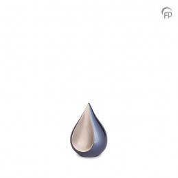 Metalen Mini Urn Teardrop Blauw met Zilverkleur