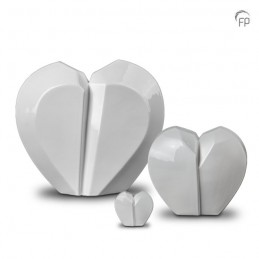 Keramische Mini Urn 'Mastaba' Wit Gebroken Hart