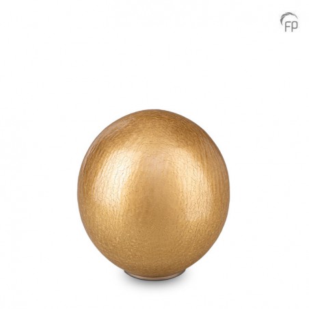 Grote Glazen Urn Bohemian Memory Crystal Goudkleurig Craquelé