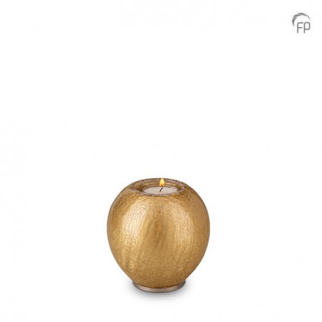 Glazen Kaarsenhouder Bohemian Memory Crystal Goudkleurig Craquelé