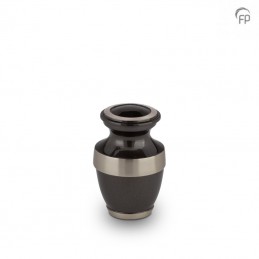 Metalen Mini Urn Zwart met Zilveren Banden