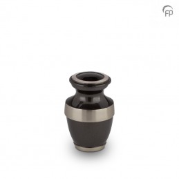 Metalen Mini Urn Zwart met Zilverkleurige Banden