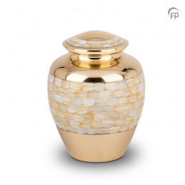 Grote Metalen Urn Goudkleur met Parelmoer