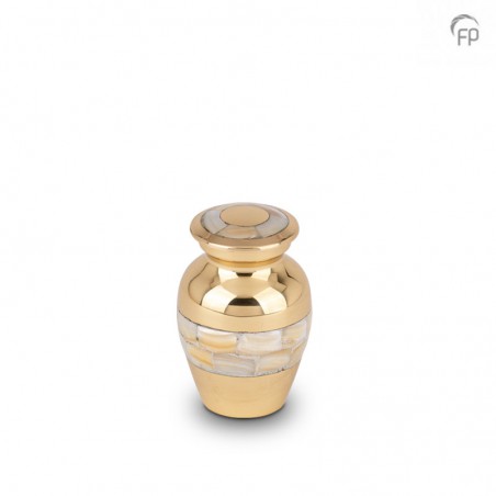 Metalen Mini Urn Goudkleur met Parelmoer