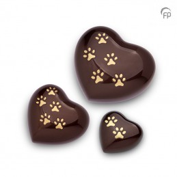 Metalen Mini Dieren Hart Urn Pootjes Bruin met Goudkleur