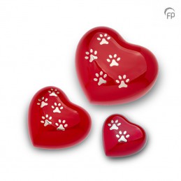 Kleine Metalen Dieren Hart Urn 'Pootjes' Rood