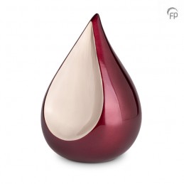 Grote Metalen Urn Bordeaux met Zilverkleur Mat Teardrop