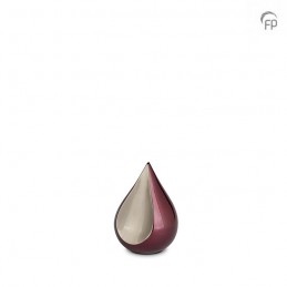 Metalen Mini Urn Bordeaux Zilverkleur Mat Teardrop