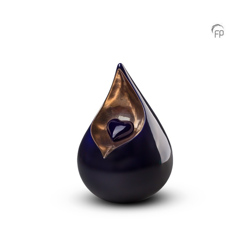 Middelgrote Keramische Urn 'Celest' Hart Donkerblauw Middelgrote Keramische Urn 'Celest' Hart Donkerblauw