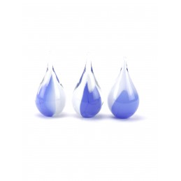 Glazen Memorie Urn 'Druppel Small Blauw Wit Opaque'