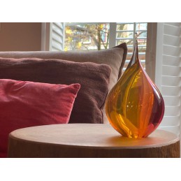 Glazen Memorie Urn Druppel Medium Roze/Goudkleur