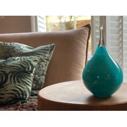 Glazen Memorie Urn Druppel Medium Turquoise