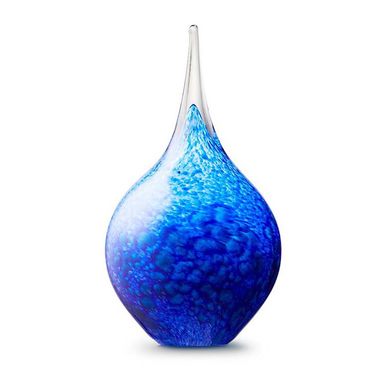 Glazen Memorie Urn 'Druppel Medium Opaque Blauw'