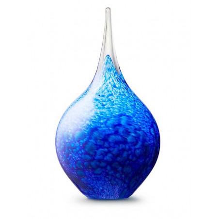 Glazen Memorie Urn Druppel Medium Opaque Blauw