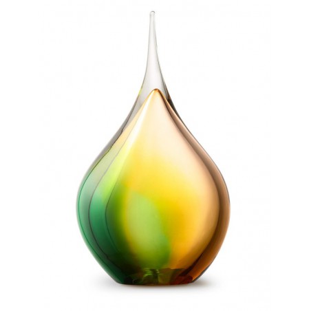 Glazen Memorie Urn Druppel Medium Goudgroen