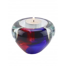 Glazen Memorie Kaarsenhouder 'Tealight Roze Blauw'