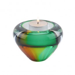 Glazen Memorie Kaarsenhouder 'Tealight Goud Groen'