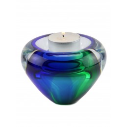 Glazen Memorie Kaarsenhouder 'Tealight Groen Blauw'