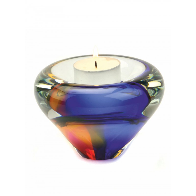 Glazen Memorie Kaarsenhouder Tealight Multicolors