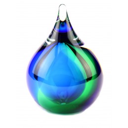 Glazen Memorie Urn 'Bubble Groen Blauw'