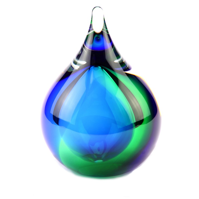 Glazen Memorie Urn 'Bubble Groen Blauw'