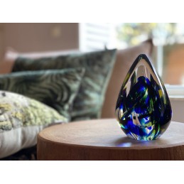 Glazen Premium Traan Urn 'Aurora Blauw'