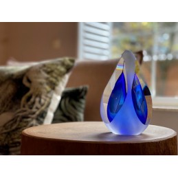 Glazen Premium Traan Urn 'Reflection Blauw'