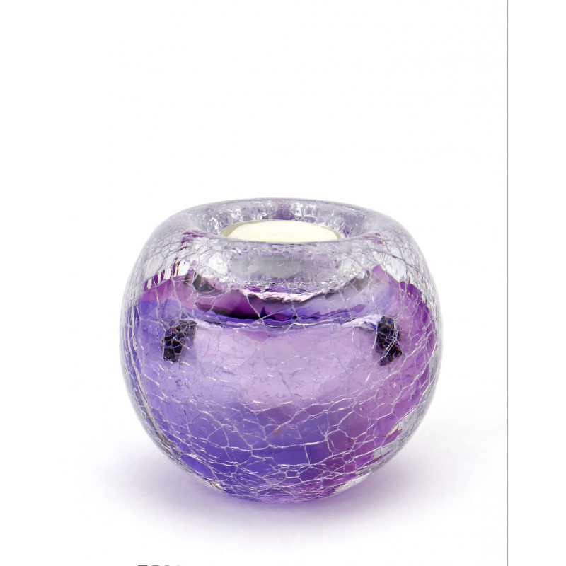 Glazen Premium Kaarsenhouder Tealight Krakele Lila
