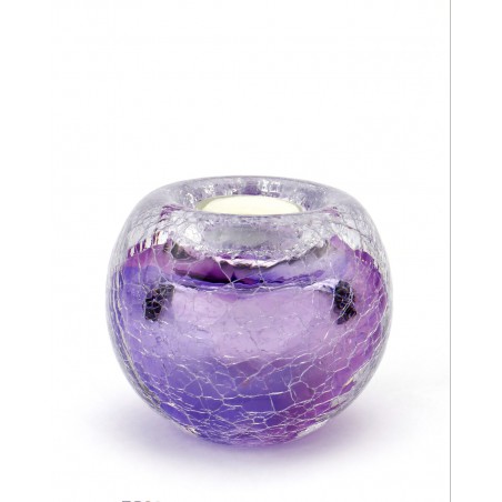 Glazen Premium Kaarsenhouder 'Tealight Krakele Lila'
