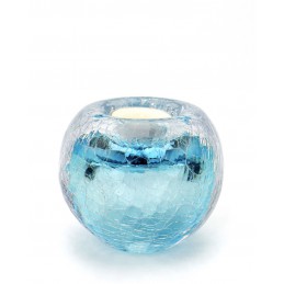 Glazen Premium Kaarsenhouder 'Tealight Krakele Tiffany Blauw'